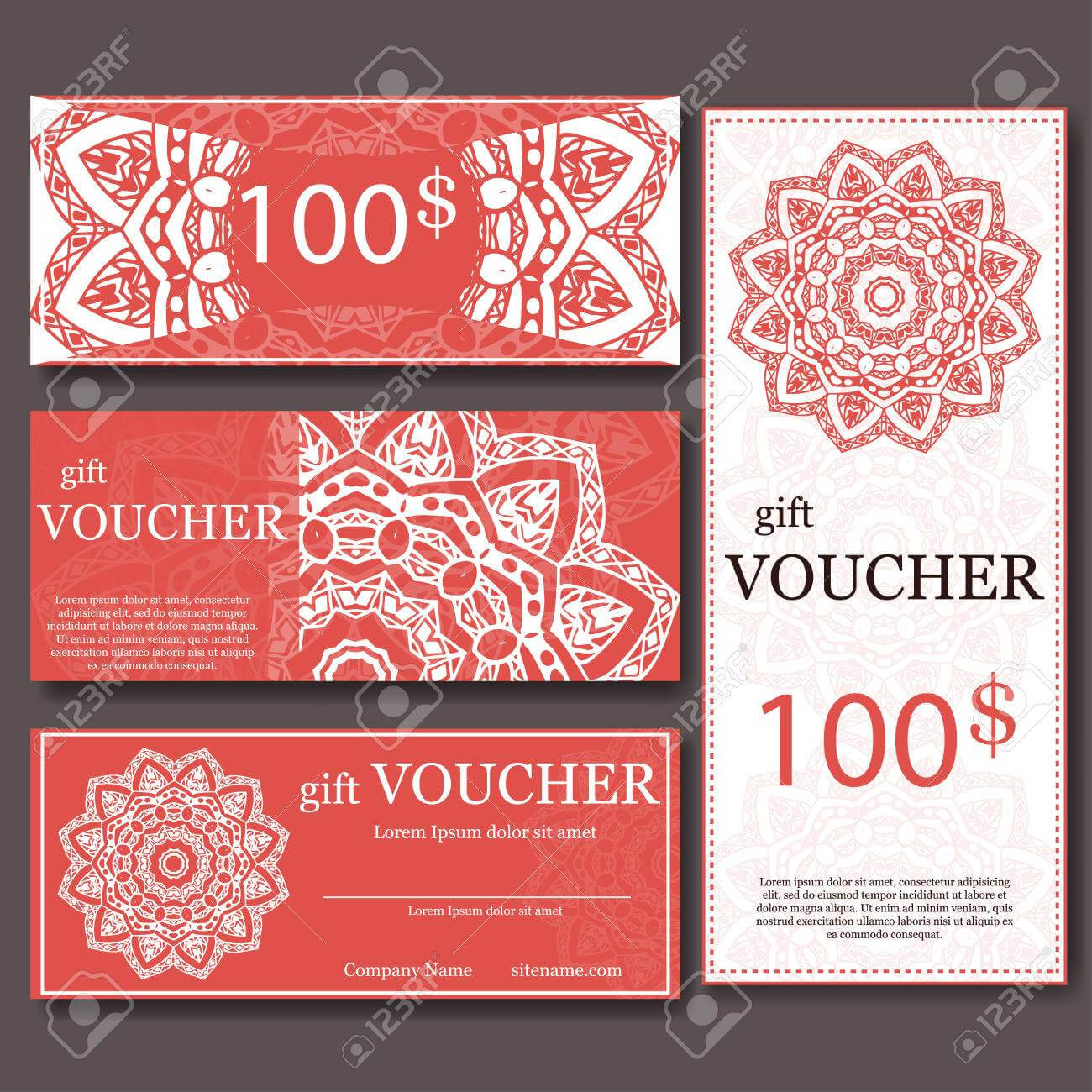 Gift Voucher Template With Mandala. Design Certificate For Sport.. Within Yoga Gift Certificate Template Free