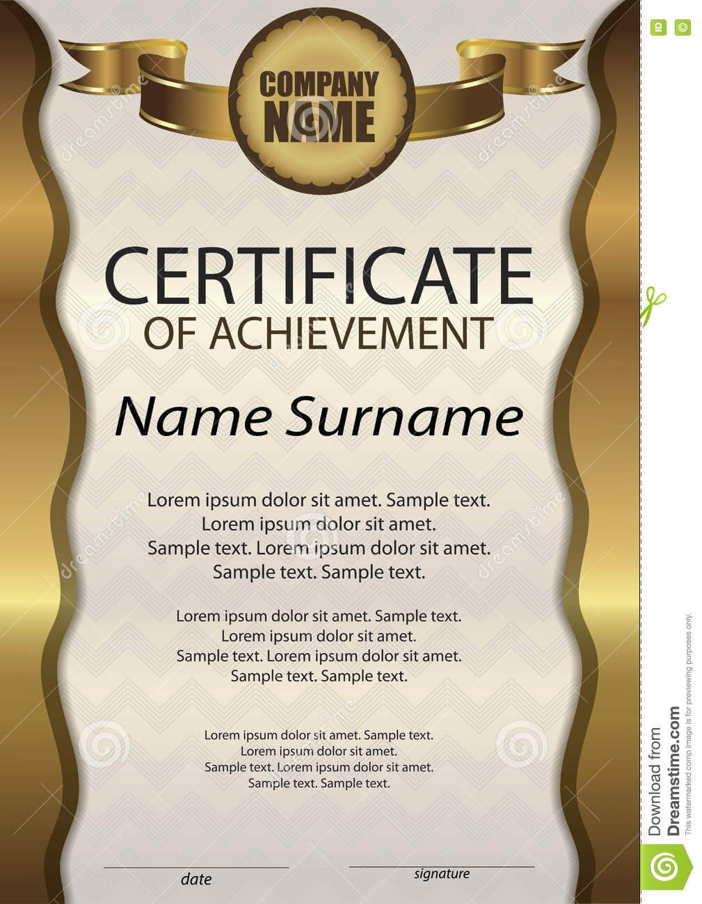 Gold Certificate Of Achievement Or Diploma. Template Throughout Certificate Of Attainment Template