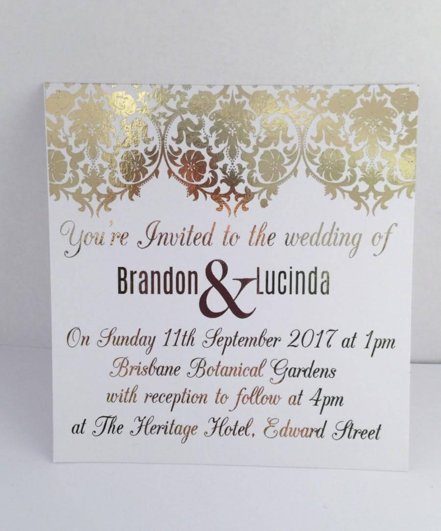 Gold Foil Wedding Invitation Set With Rsvp Card – Sample Intended For Engagement Invitation Card Template