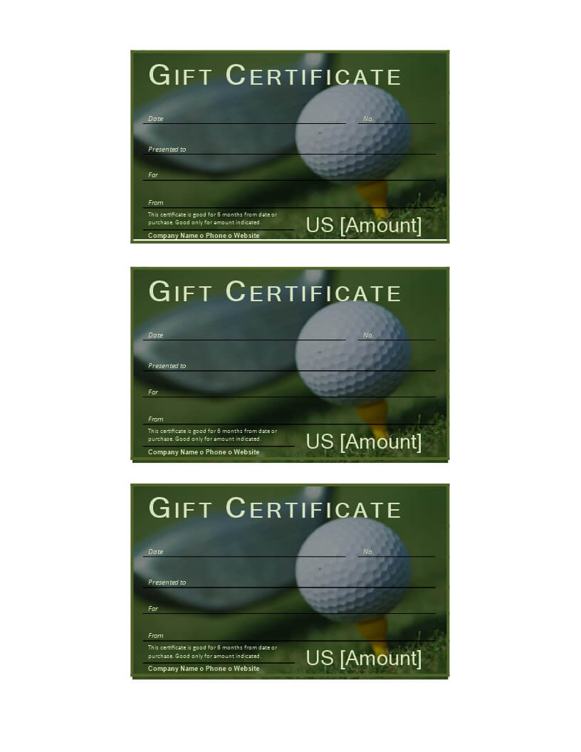 Golf Gift Certificate | Templates At Allbusinesstemplates Pertaining To Golf Certificate Template Free