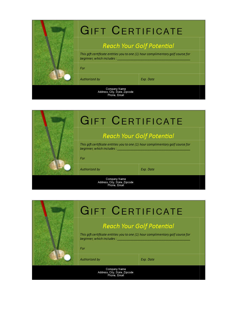 Golf Gift Non Cash Value Voucher | Templates At Throughout Golf Gift Certificate Template