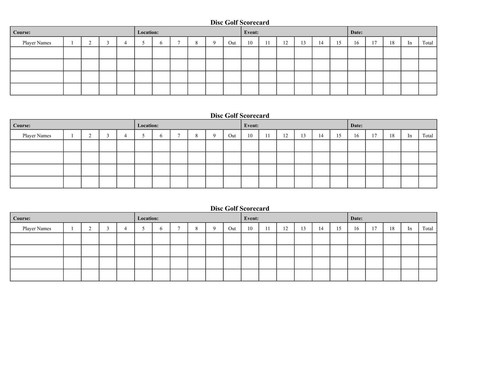 Golf Score Card Template | Golf Crafts, Golf Scorecard, Golf For Golf Score Cards Template