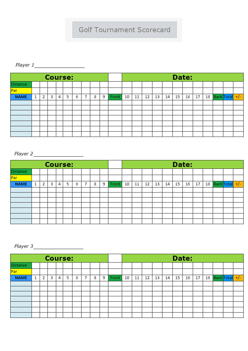 Golf Tournament Scorecard Template | Mydraw Intended For Golf Score Cards Template