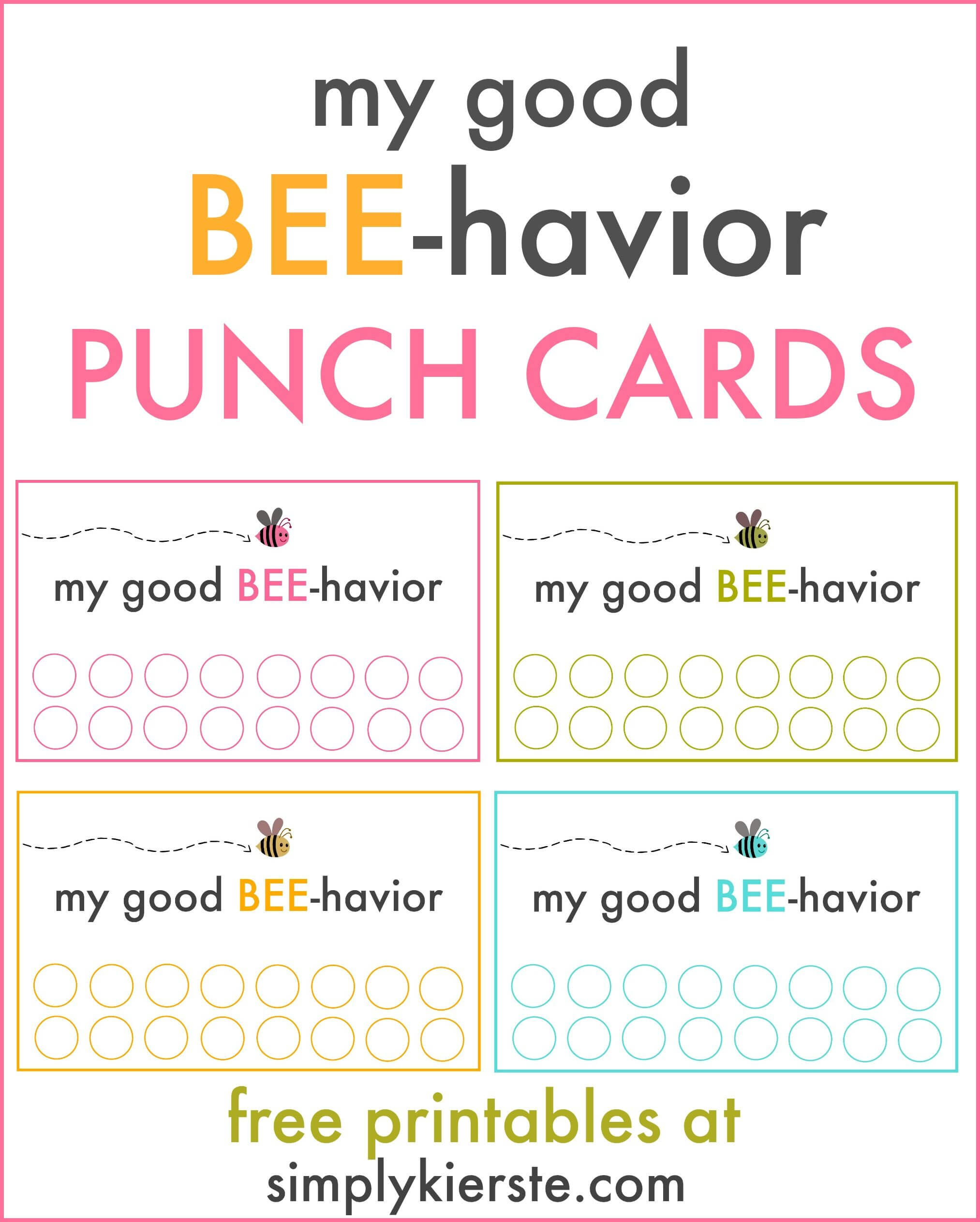 Good Behavior Punch Cards | Behavior Punch Cards, Kids Intended For Reward Punch Card Template