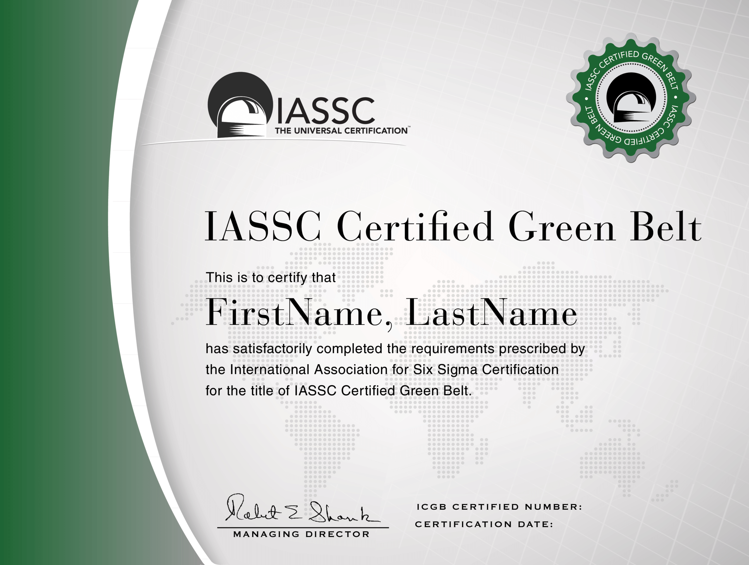 Green Belt Certification | Green Belt, Lean Six Sigma, Black With Regard To Green Belt Certificate Template