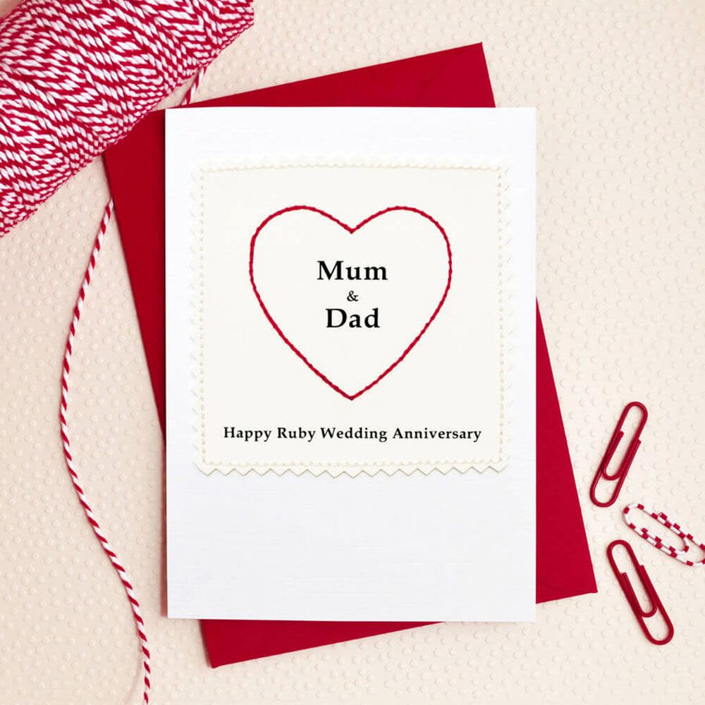 Greeting Card. So Sweet Heart Mum And Dad Ruby Wedding Pertaining To Template For Anniversary Card