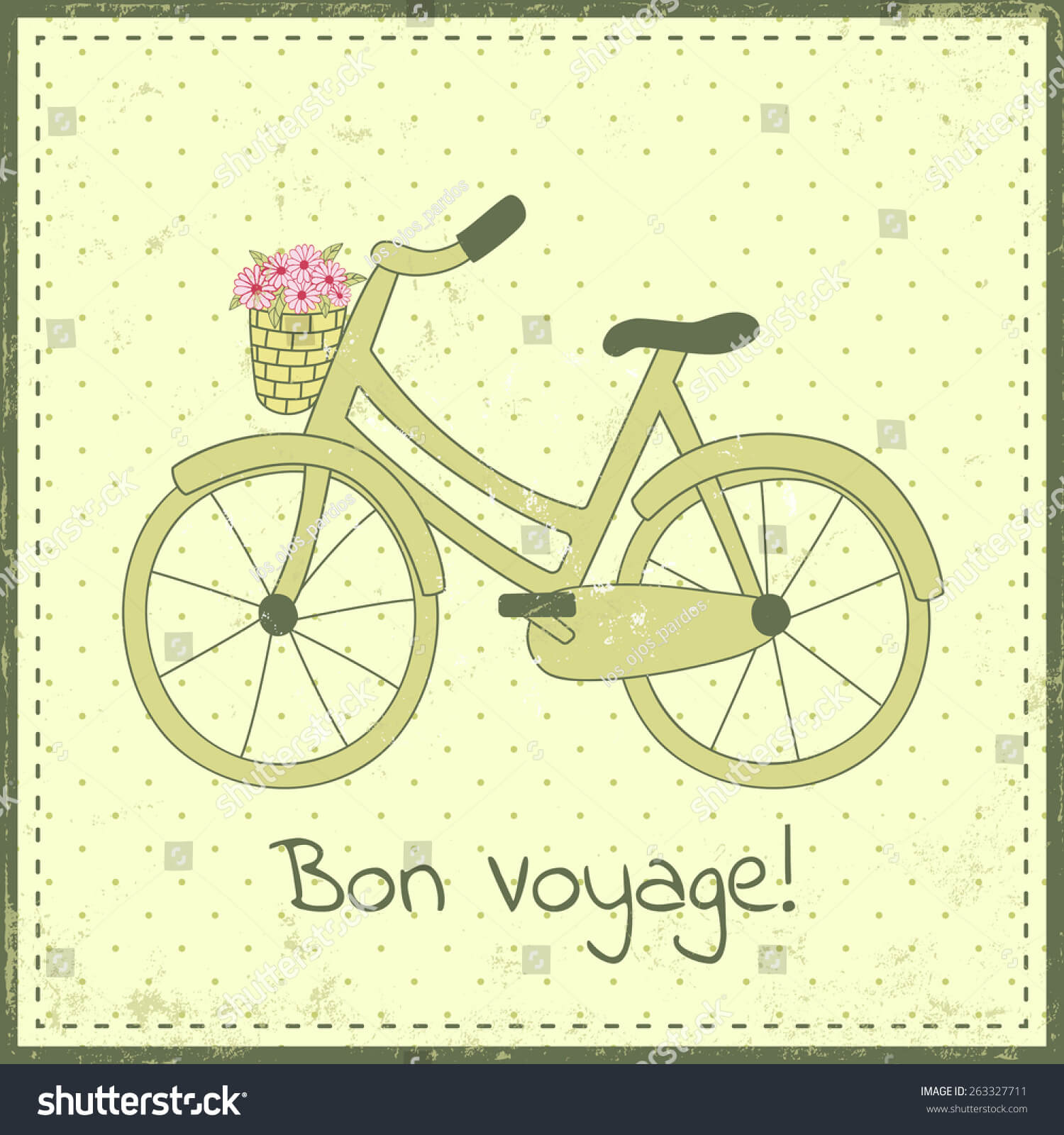 Greeting Card Template Bike Illustration Bon Stock Vector Intended For Bon Voyage Card Template
