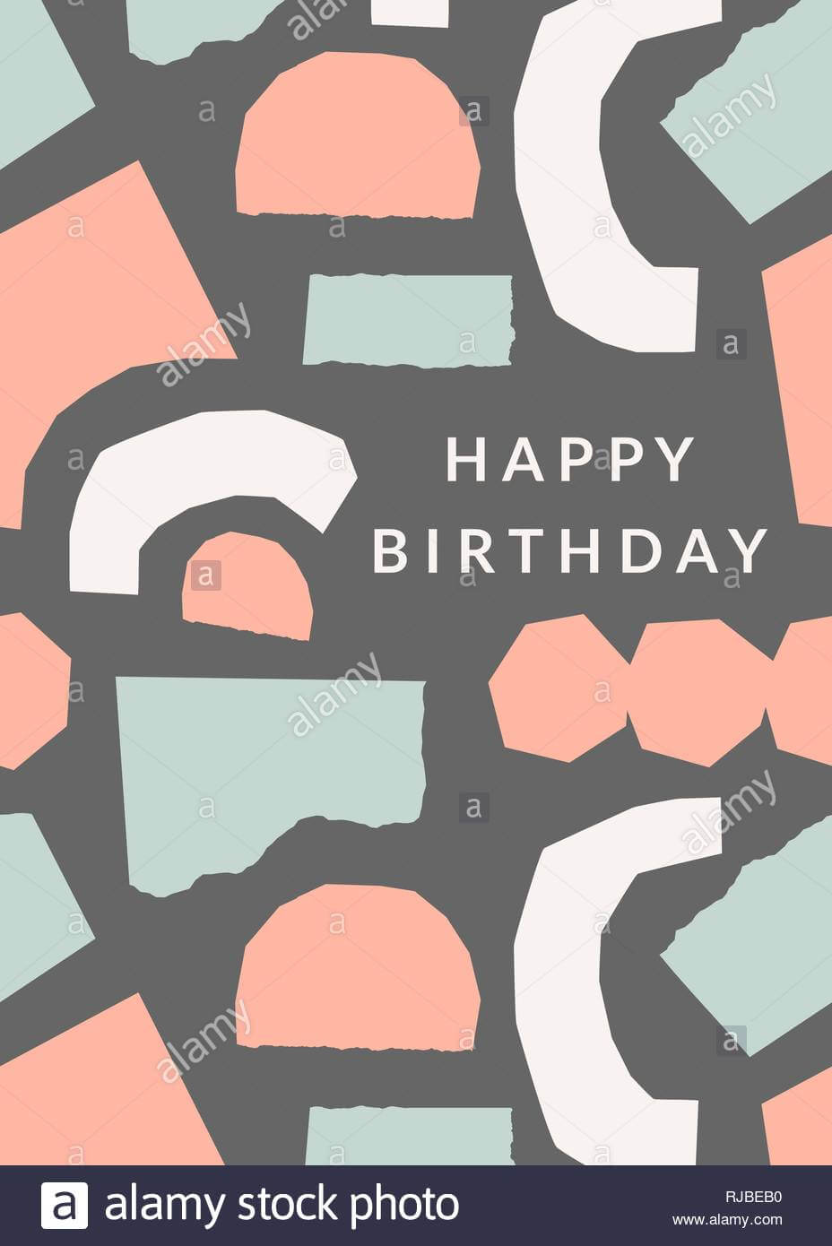 Greeting Card Template With Torn Paper Pieces In Pastel Regarding Birthday Card Collage Template
