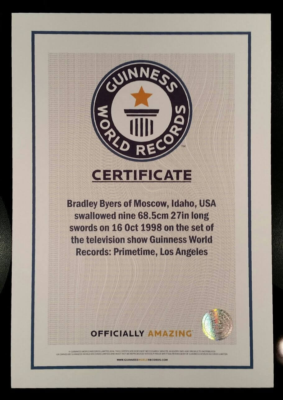 Guinness World Records Certificate "most Swords Intended For Guinness World Record Certificate Template
