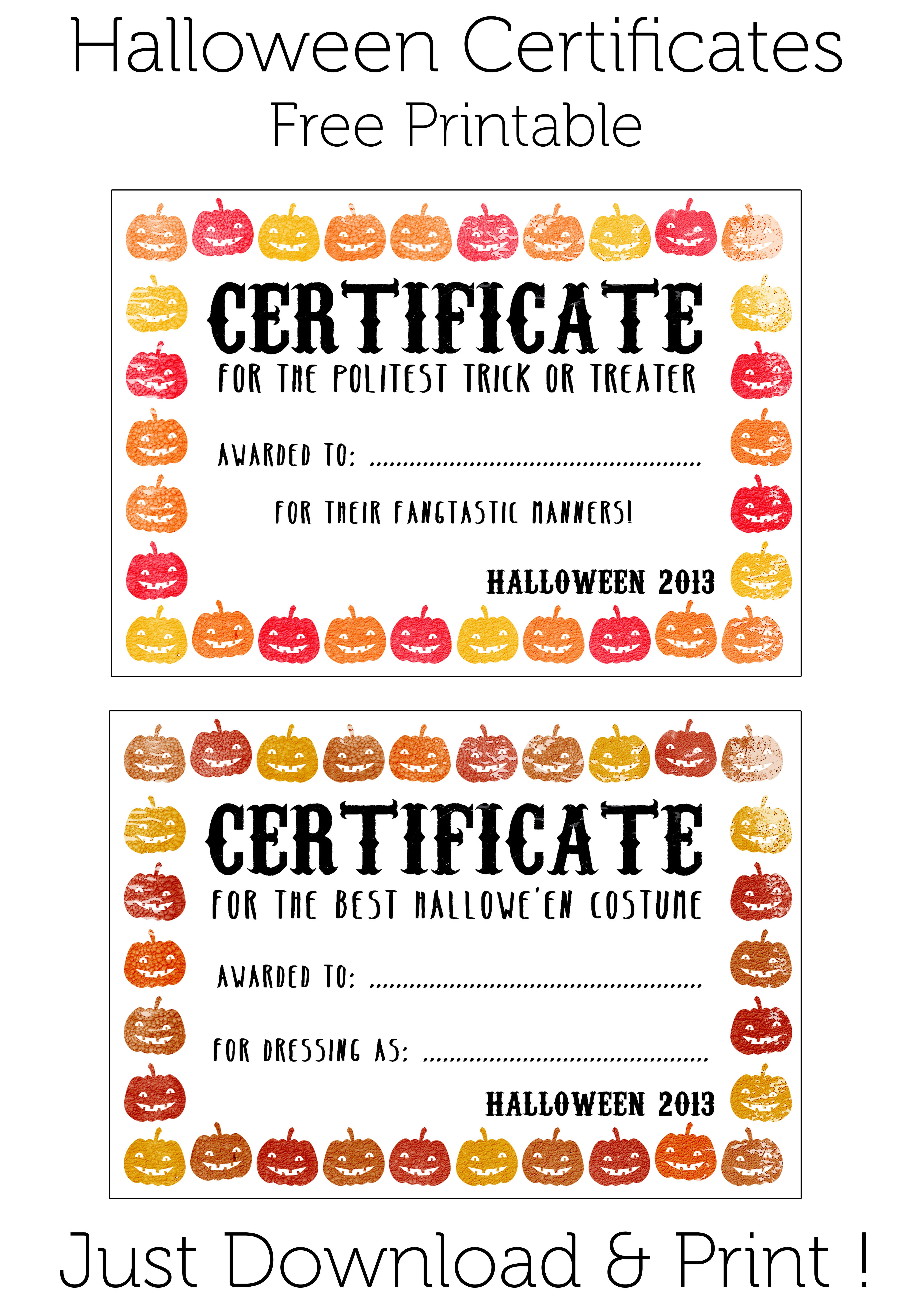 Halloween Certificates ! Give Them Out To Trick O' Treaters Throughout Halloween Certificate Template