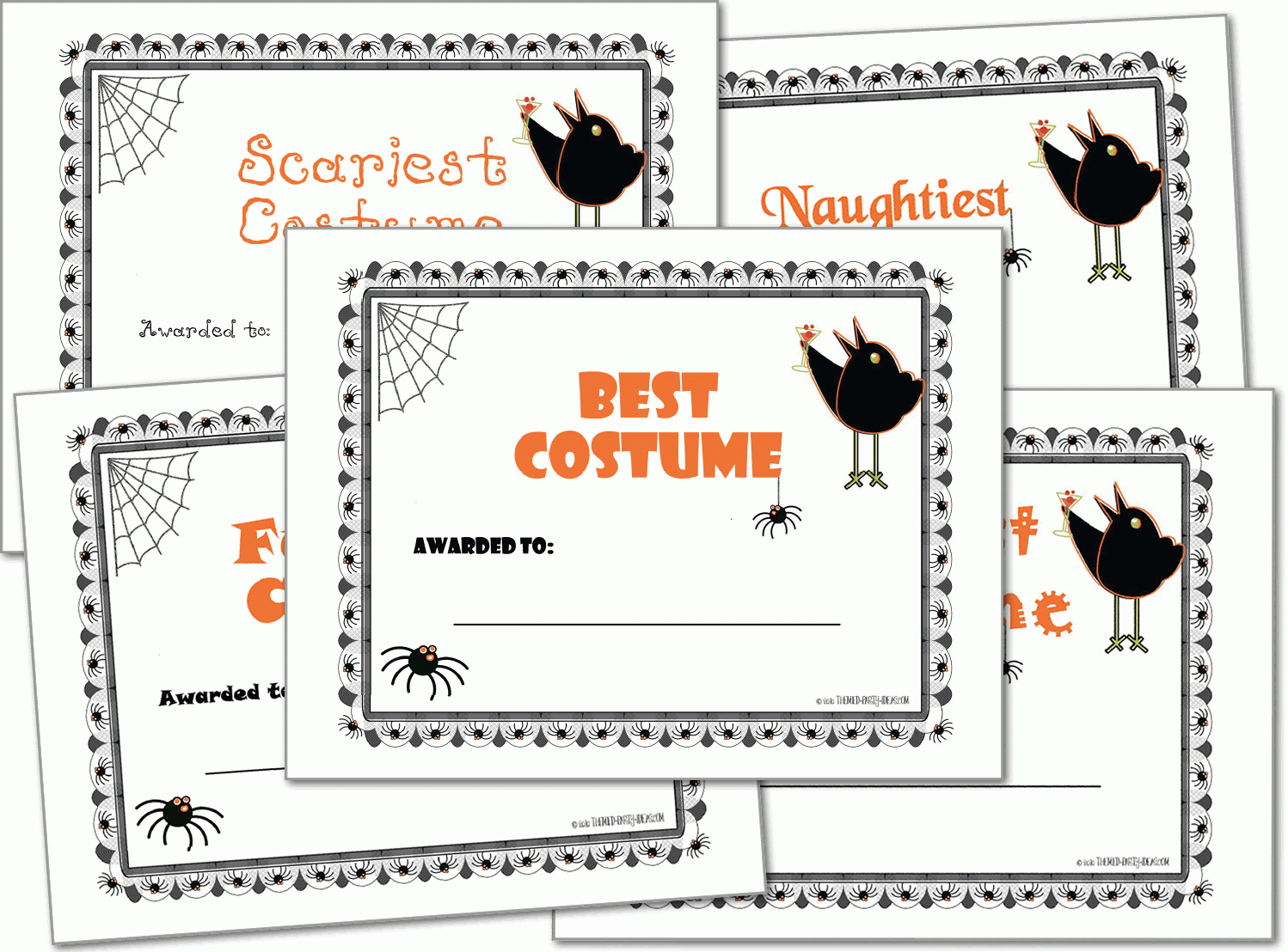 Halloween Costume Award Certificates, Halloween Printables With Regard To Halloween Costume Certificate Template