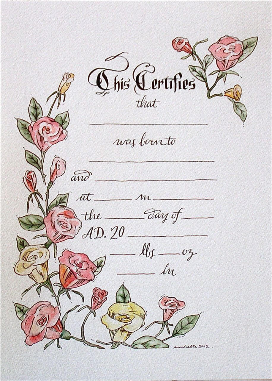 Hand Drawn & Painted Birth Certificate (Perfect For A Little Inside Fake Birth Certificate Template
