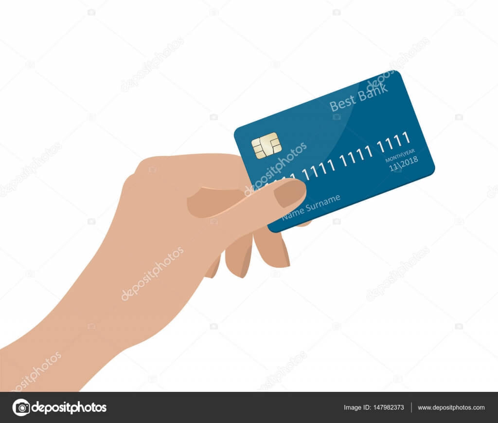 Hand Holding Credit Card. Vector Illustration. Isolated On Inside Credit Card Templates For Sale