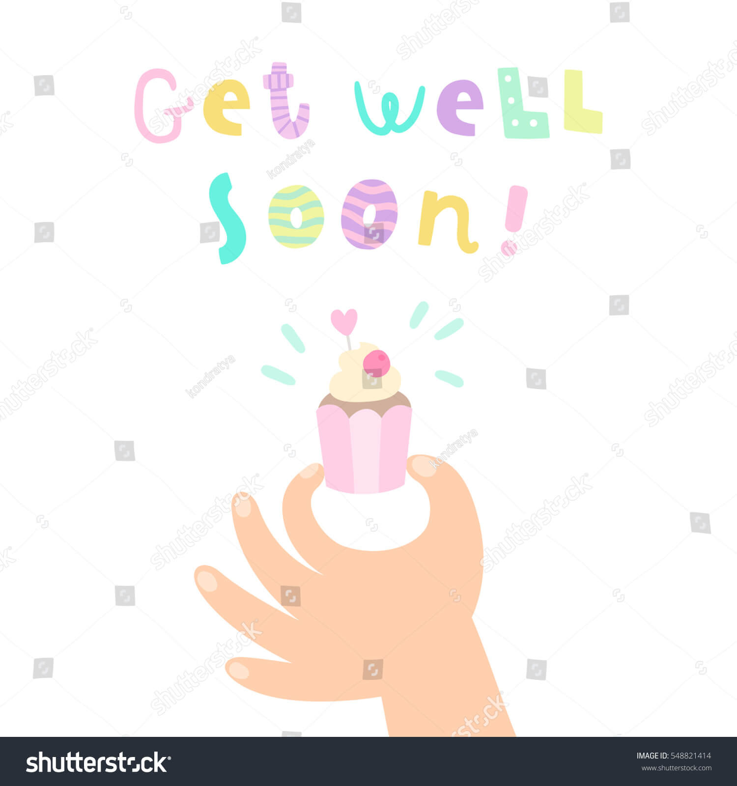 Hand Holding Cupcake Get Well Soon Stock Vector (Royalty In Get Well Card Template