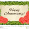 Happy Anniversary Card Template With Red Roses Stock For Template For Anniversary Card