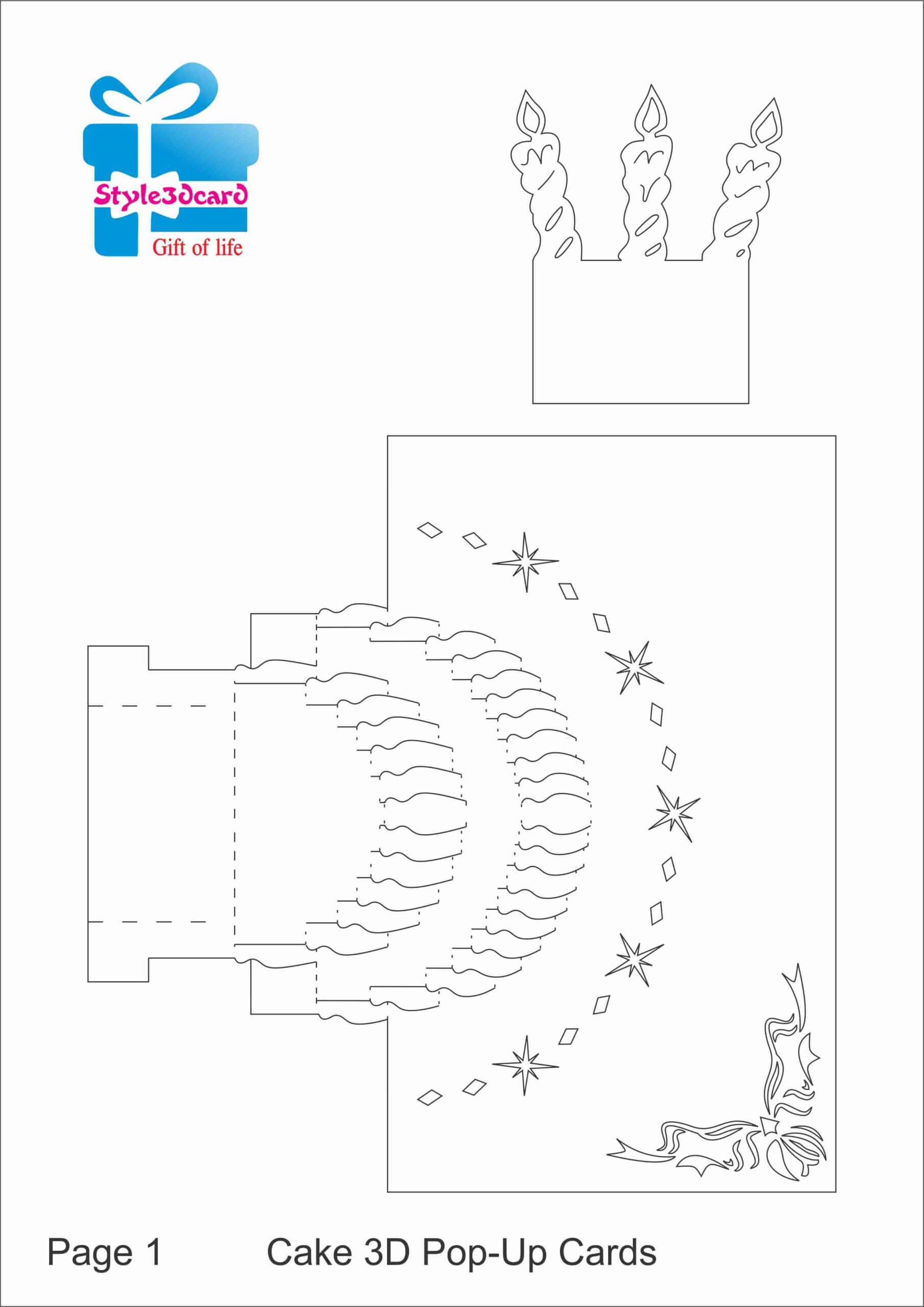 Happy Birthday Cake 3D Pop Up Greeting Card/ Kirigami With Happy Birthday Pop Up Card Free Template