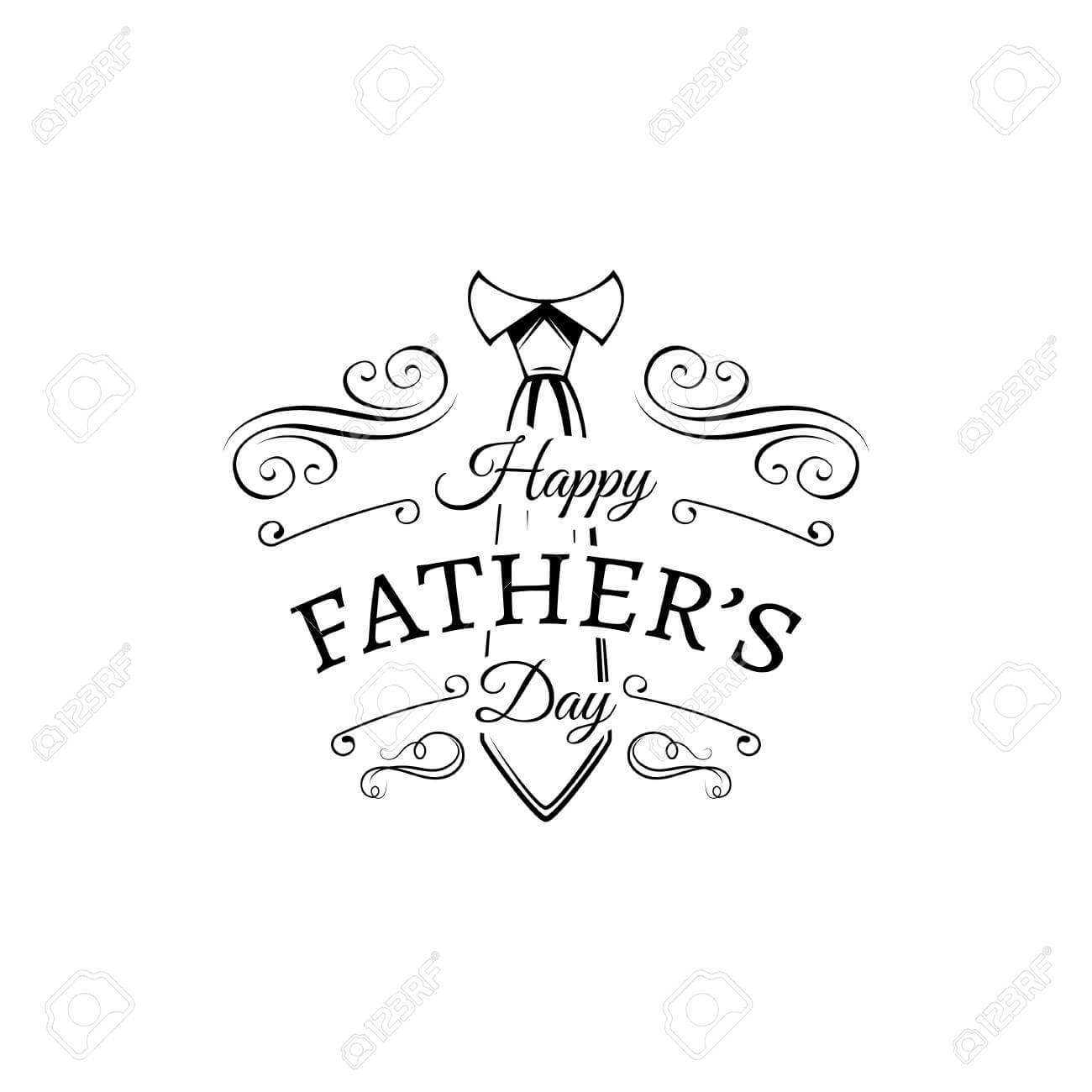 Happy Fathers Day Card Design With Necktie Vector Illustration With Regard To Fathers Day Card Template