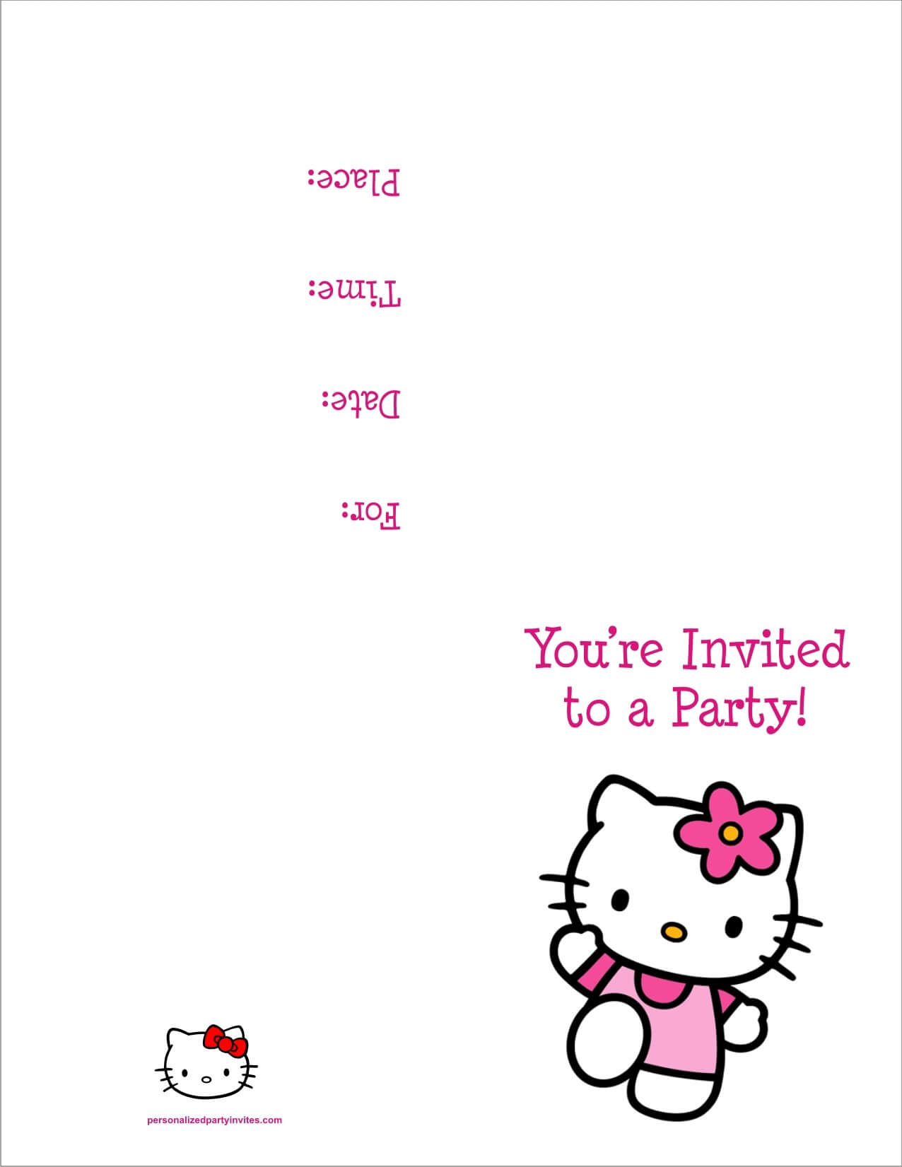 Hello Kitty Free Printable Birthday Party Invitation Regarding Hello Kitty Birthday Card Template Free