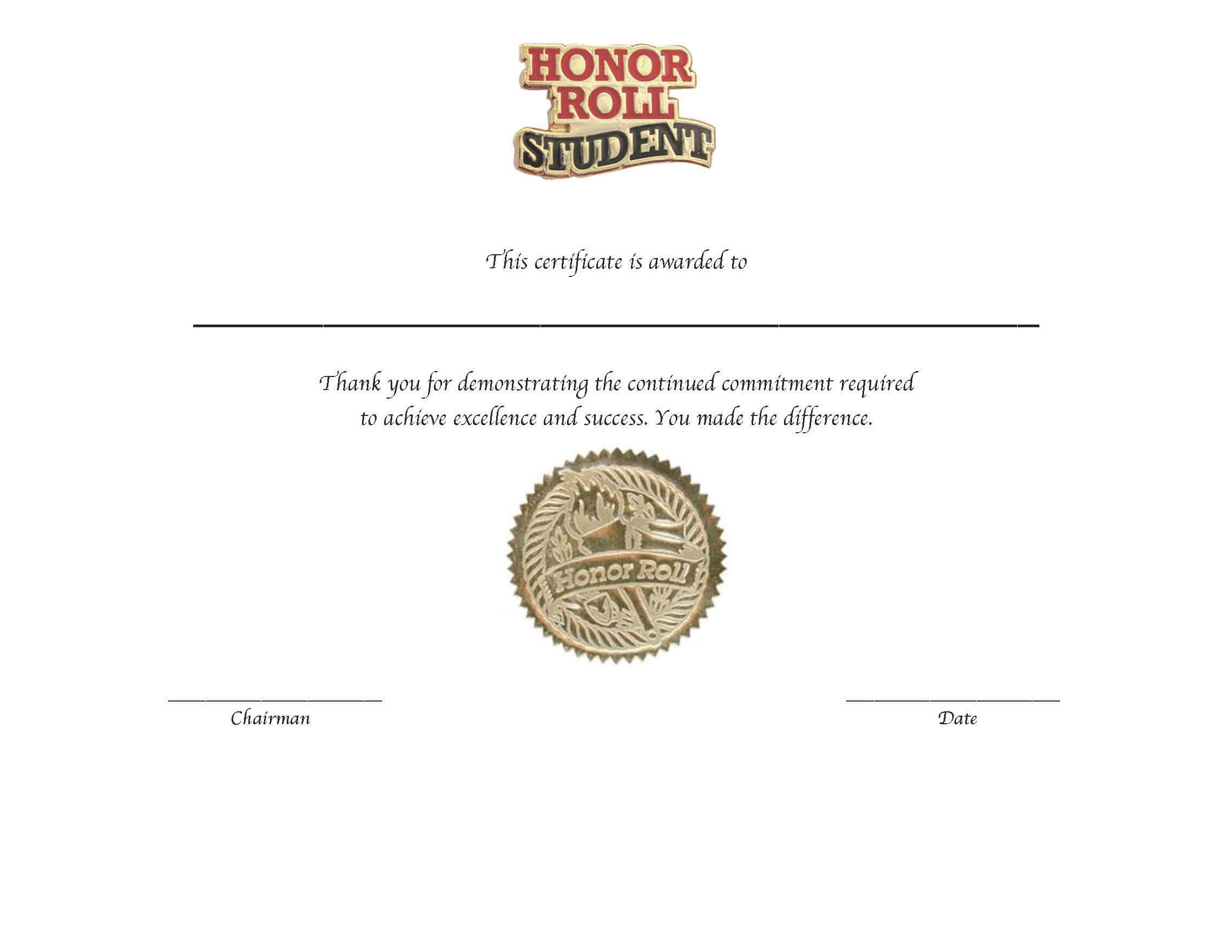 Honor Roll Certificate Template Word ] – Free Downloadable In Honor Roll Certificate Template