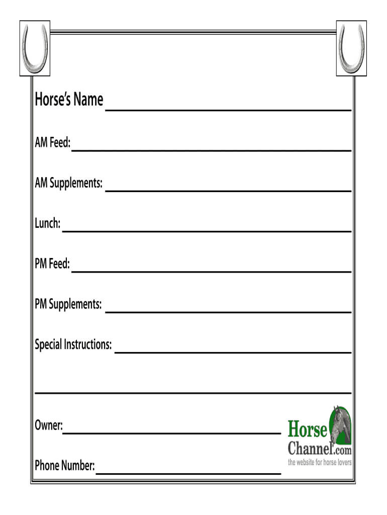 Horse Stall Cards Templates - Fill Online, Printable In Horse Stall Card Template