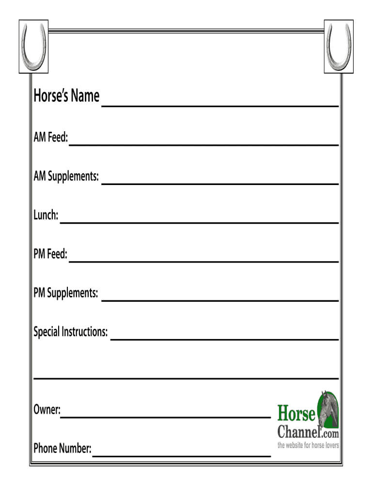 Horse Stall Cards Templates – Fill Online, Printable In Horse Stall Card Template