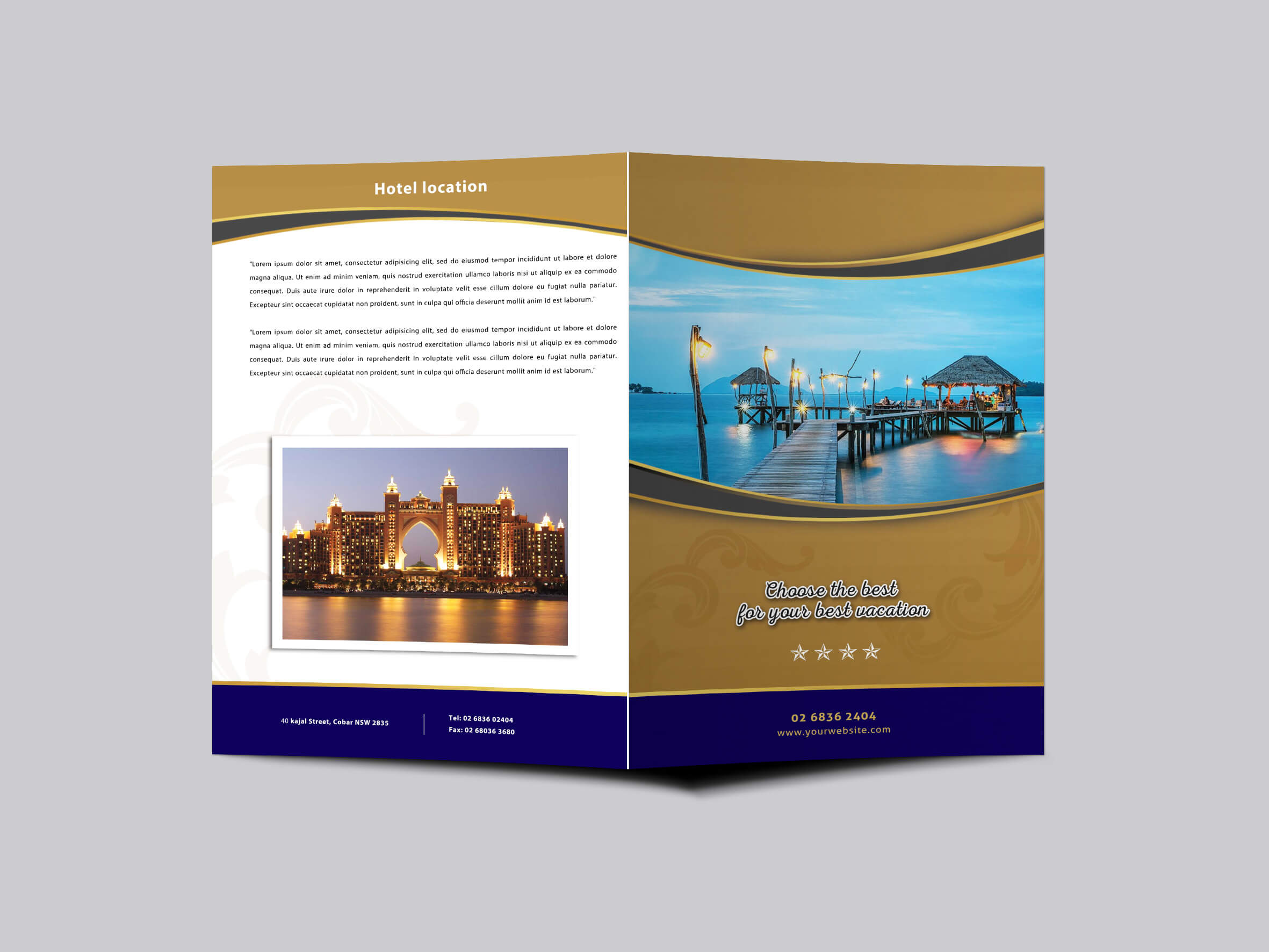 Hotel Resort Bi Fold Brochure Design Templatearun Kumar Within Hotel Brochure Design Templates