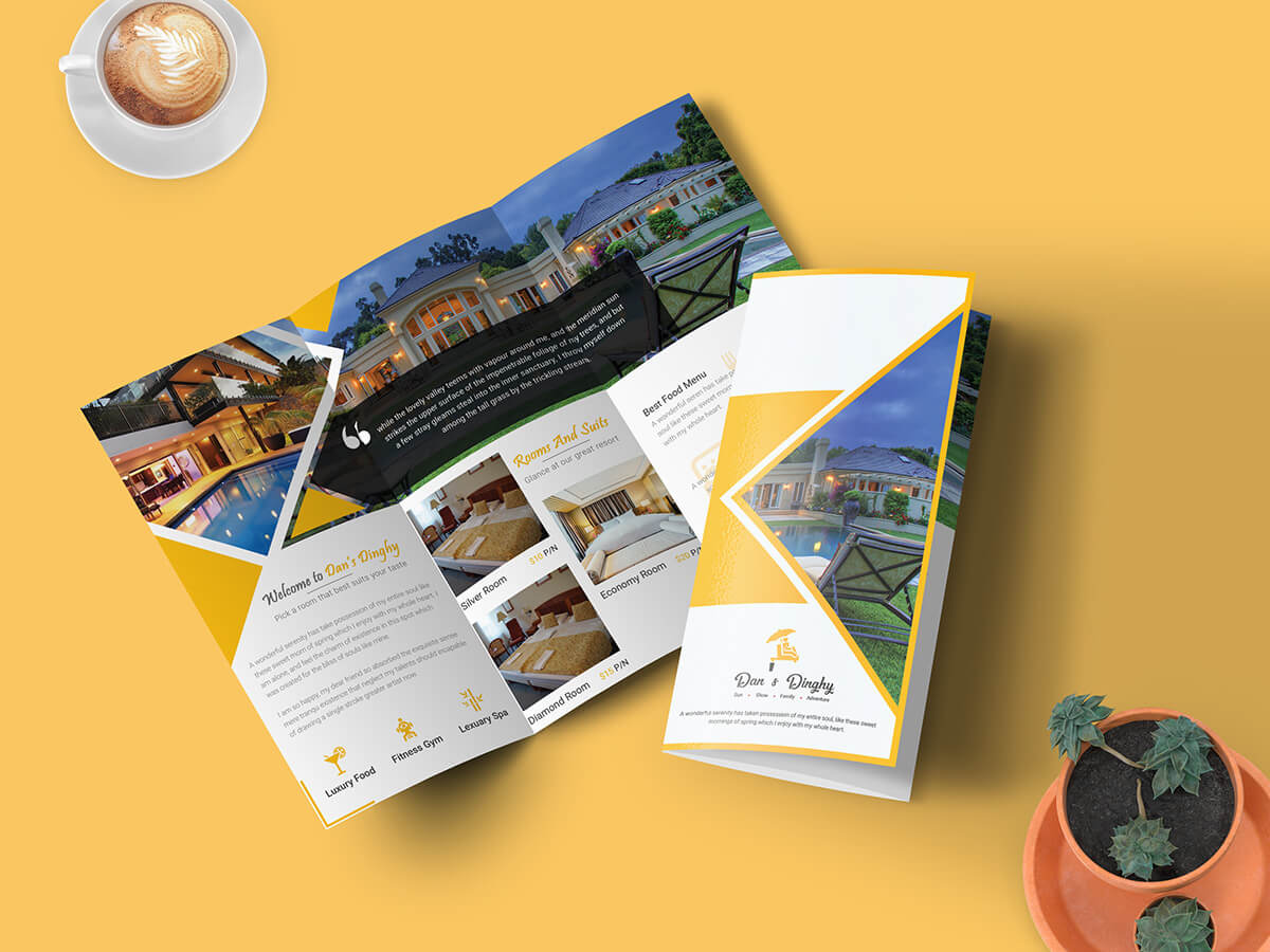 Hotel & Resort – Bifold Brochure Template – Uplabs With Hotel Brochure Design Templates