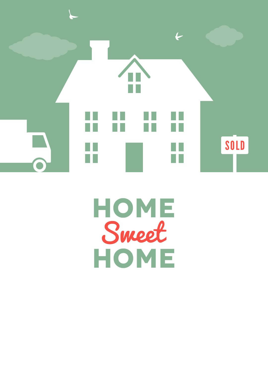 House And Birds - Free Printable Moving Announcement Inside Moving House Cards Template Free