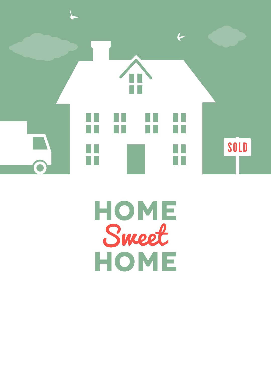 House And Birds – Free Printable Moving Announcement Inside Moving House Cards Template Free