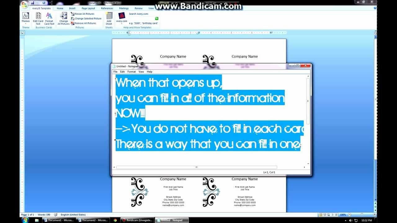 How To Create Business Cards On Microsoft Word 2007 | Create Intended For Business Card Template For Word 2007