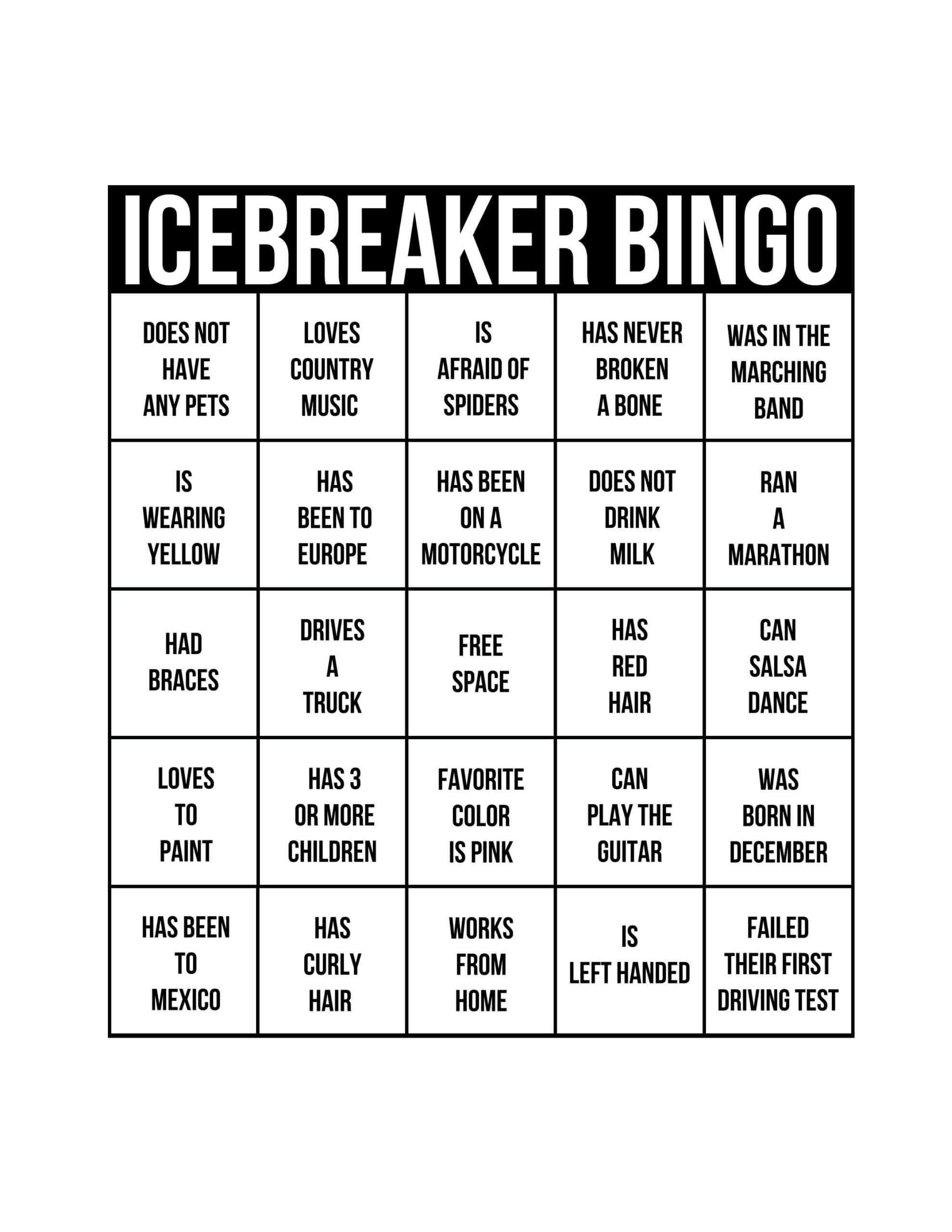 Icebreakers: The Best Way To Get A Party Started | Ice Pertaining To Ice Breaker Bingo Card Template