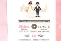 Illustrated Couple In Front Of Church Wedding Invitation inside Church Wedding Invitation Card Template