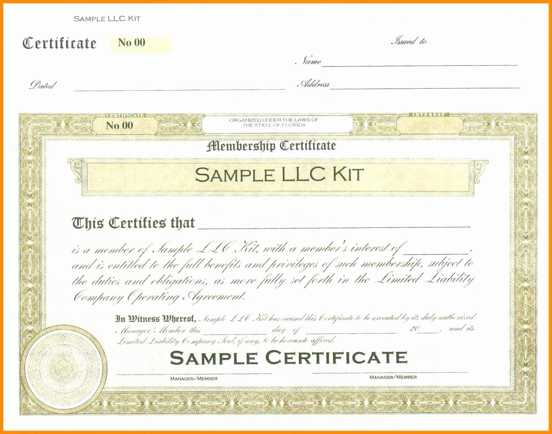 Incredible Llc Membership Certificate Template Ideas Free In New Member Certificate Template