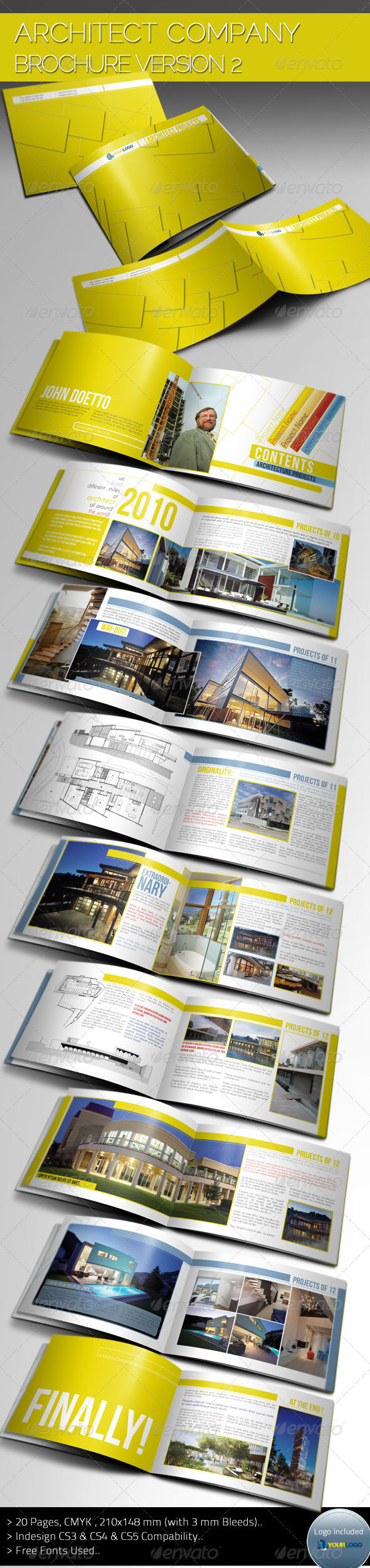 Indesign Brochure Template Graphics, Designs & Templates With Regard To Architecture Brochure Templates Free Download