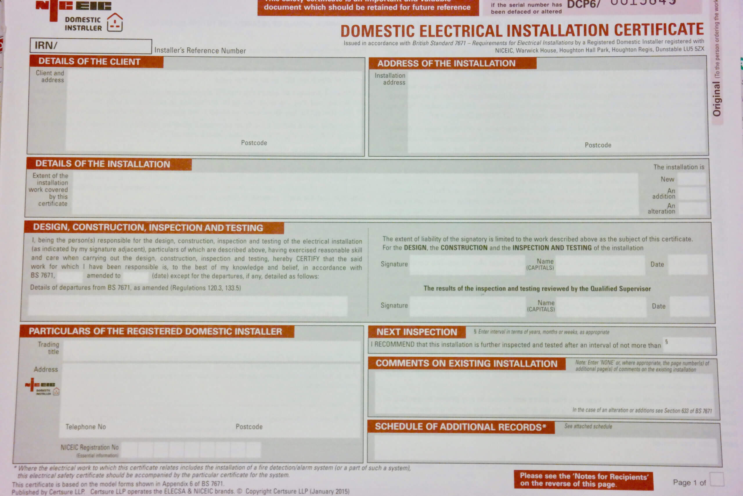 Inspections, Certification & Testing – Auber Electrical For Electrical Minor Works Certificate Template