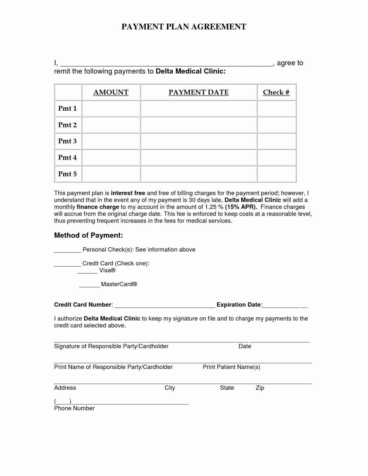 Installment Payment Plan Agreement Template Best Of Loan Throughout Credit Card Payment Plan Template