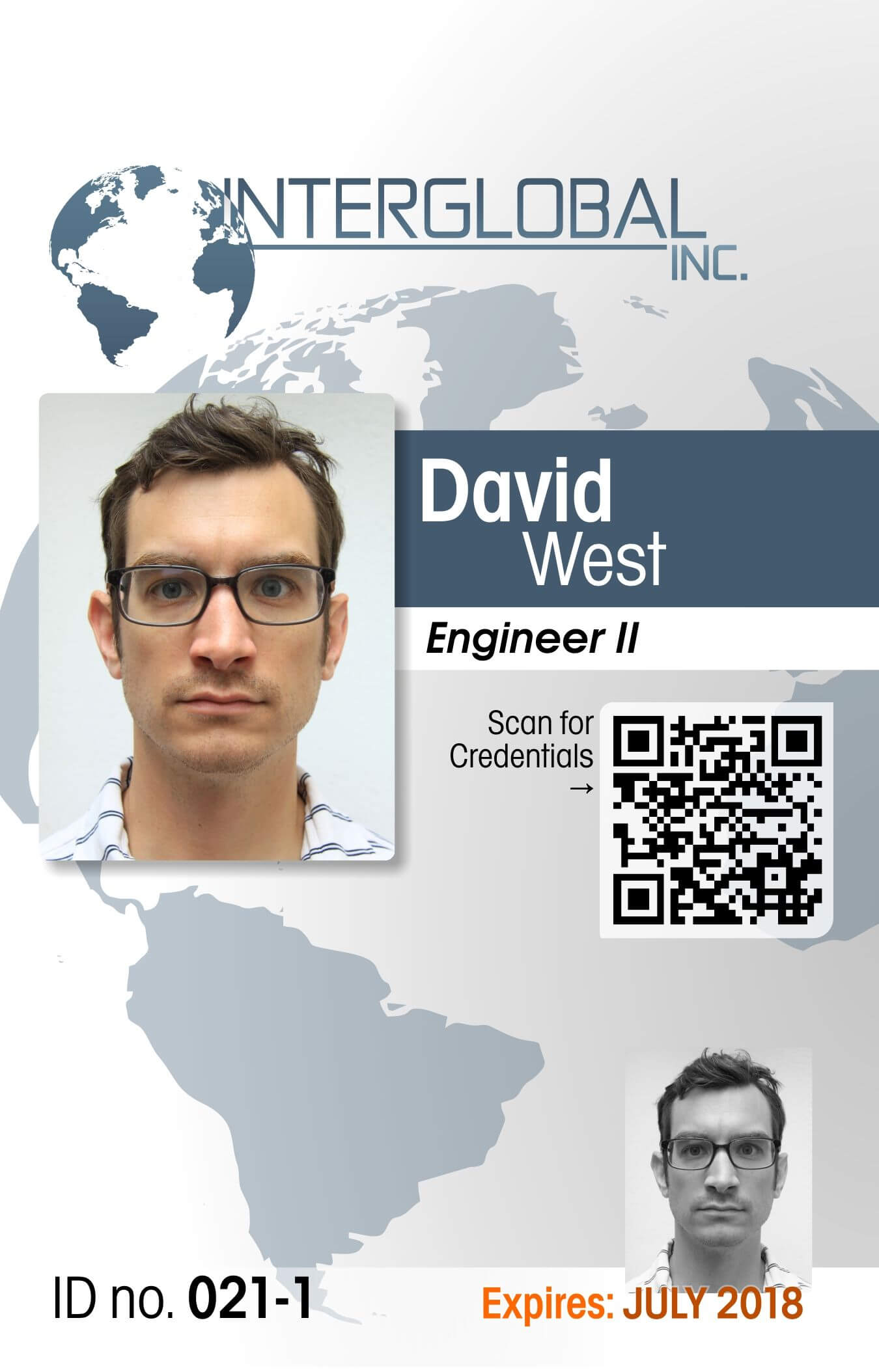 Interglobal Portrait Id Card With Qr Code Credential Regarding Portrait Id Card Template