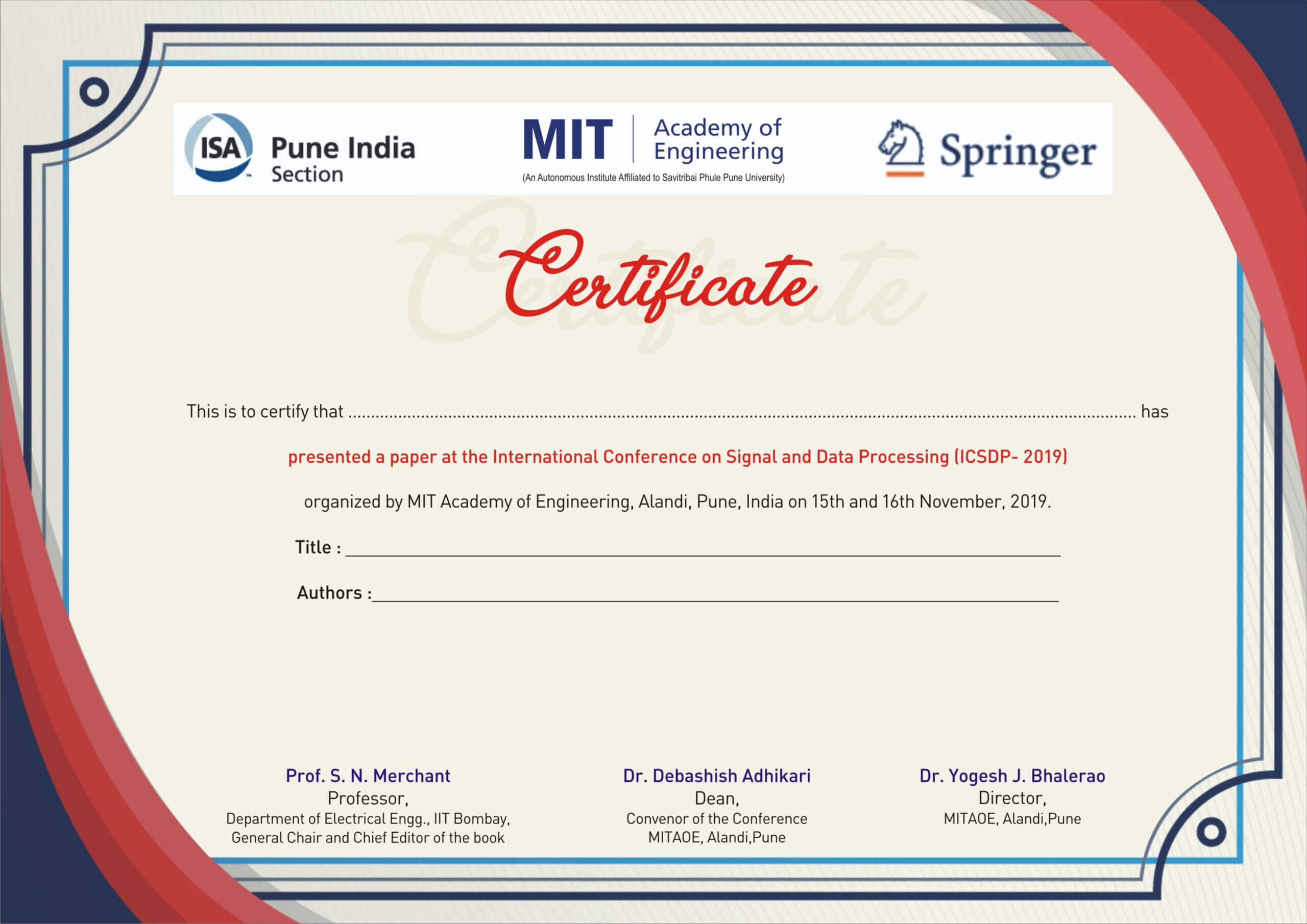 International Conference On Signal & Data Processing (Icsdp) Throughout International Conference Certificate Templates