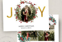 Joy Photo Christmas Card Template, Joy Christmas Card regarding Christmas Photo Card Templates Photoshop