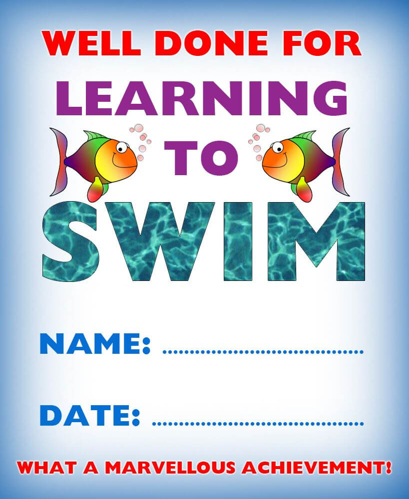 Kids Certificate For Learning To Swim | Learn To Swim With Regard To Free Swimming Certificate Templates