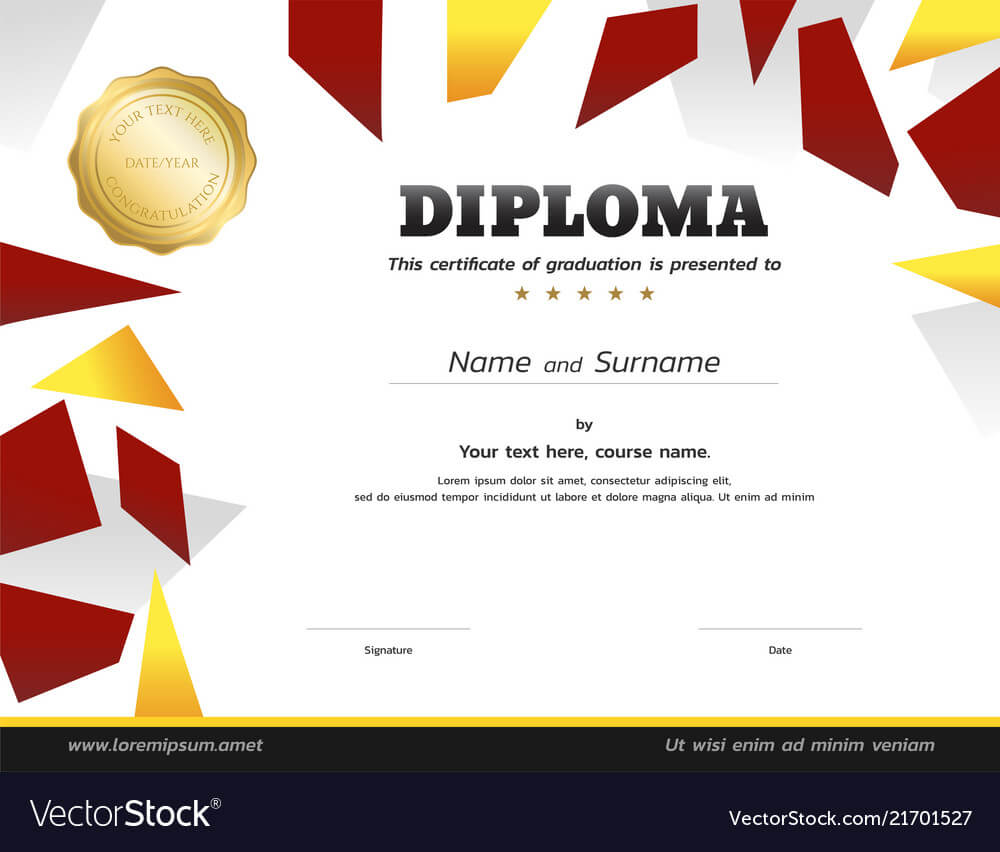Kids Diploma Or Certificate Template With Gold Inside Free Softball Certificate Templates