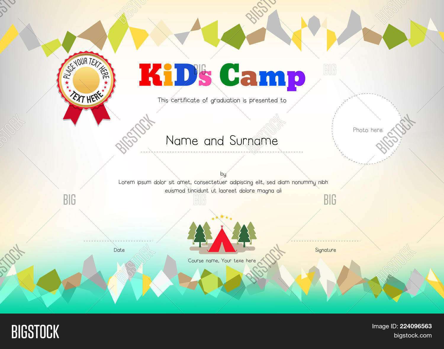 Kids Summer Camp Vector & Photo (Free Trial) | Bigstock With Regard To Summer Camp Certificate Template