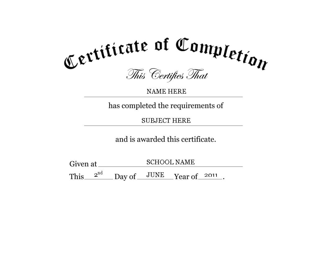 Kindergarten Preschool Certificate Of Completion Word For Certificate Of Completion Template Word
