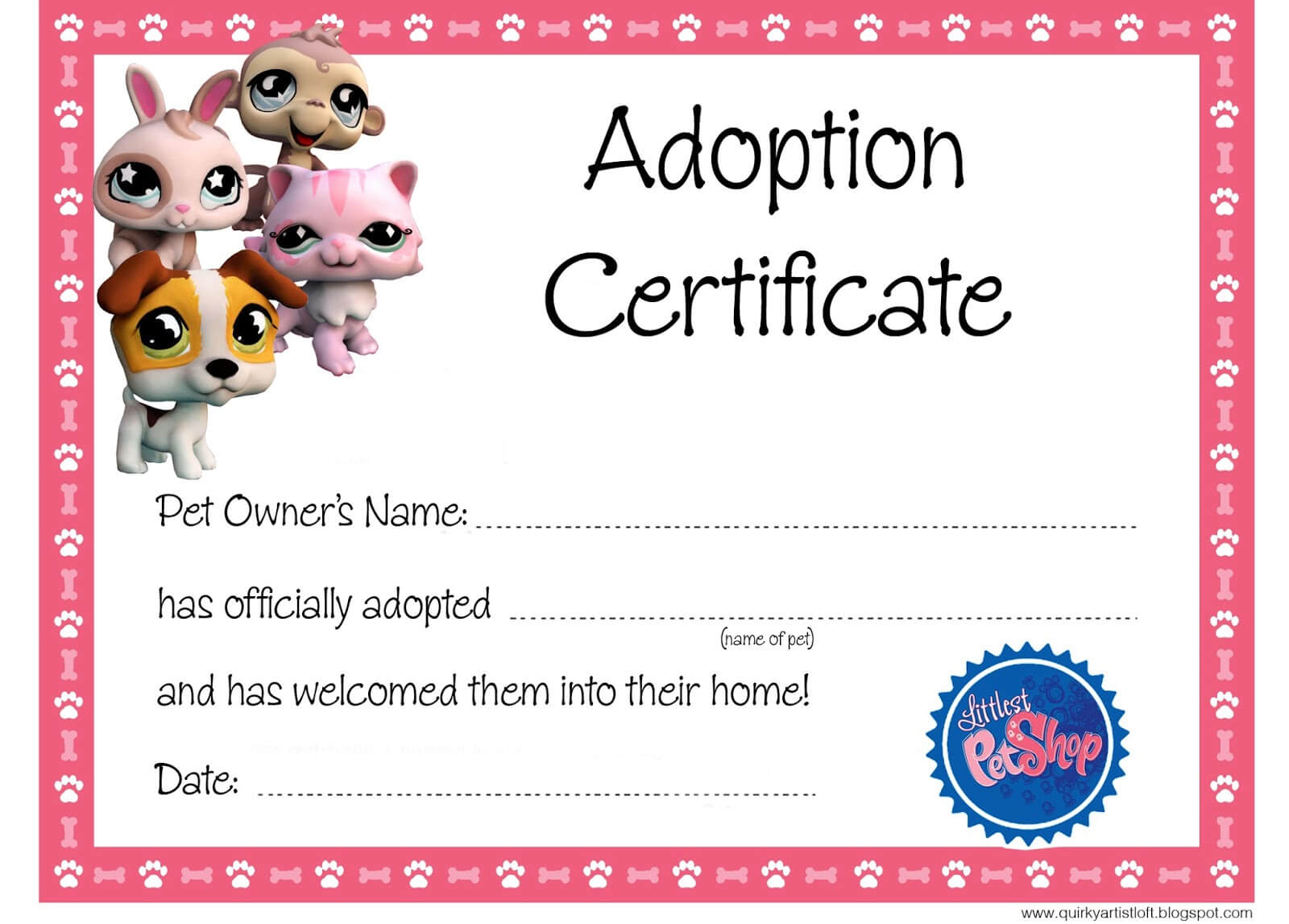 Kitten Adoption Certificate For Toy Adoption Certificate Template