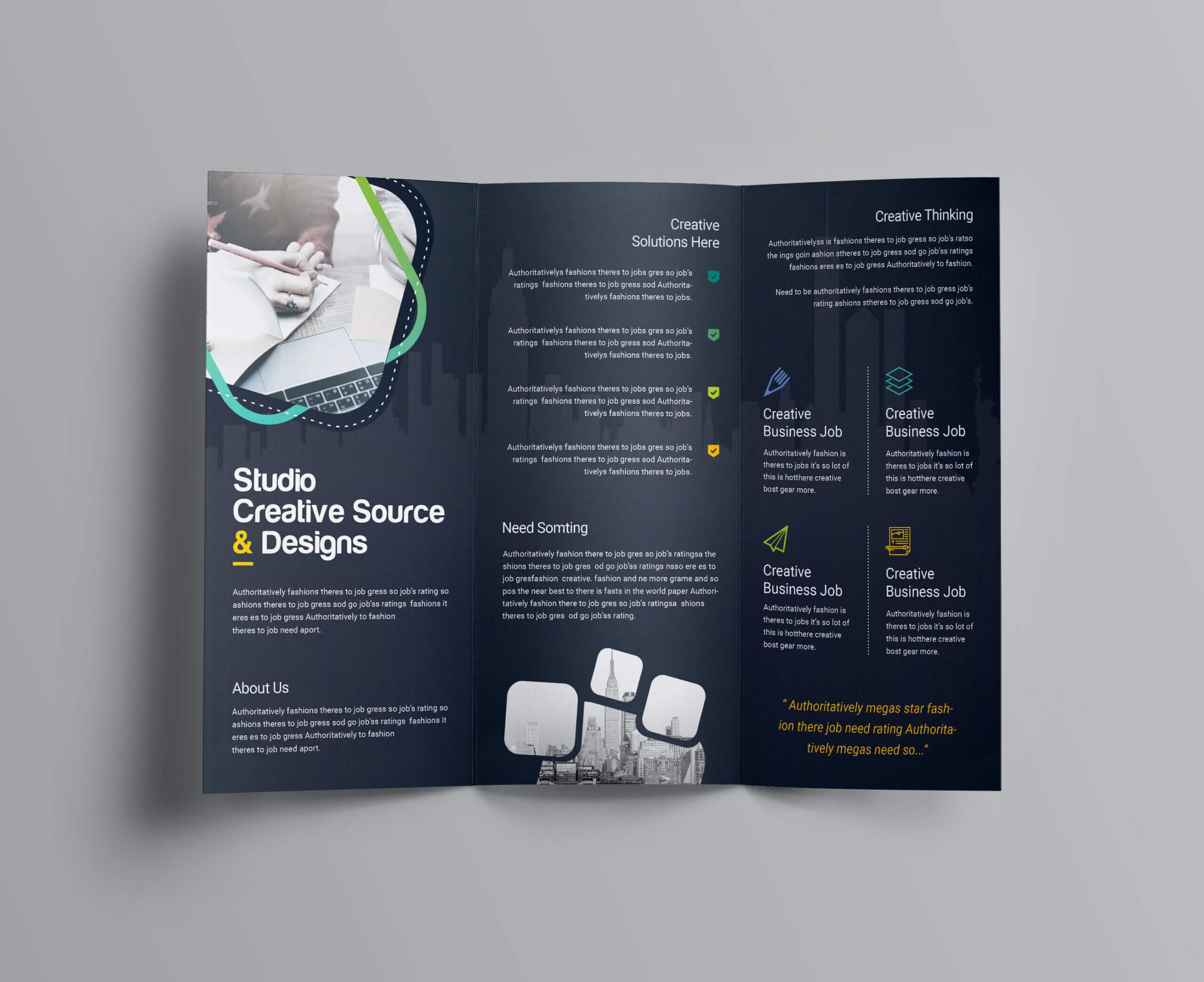 Logic Professional Corporate Tri Fold Brochure Template Within Fold Over Business Card Template