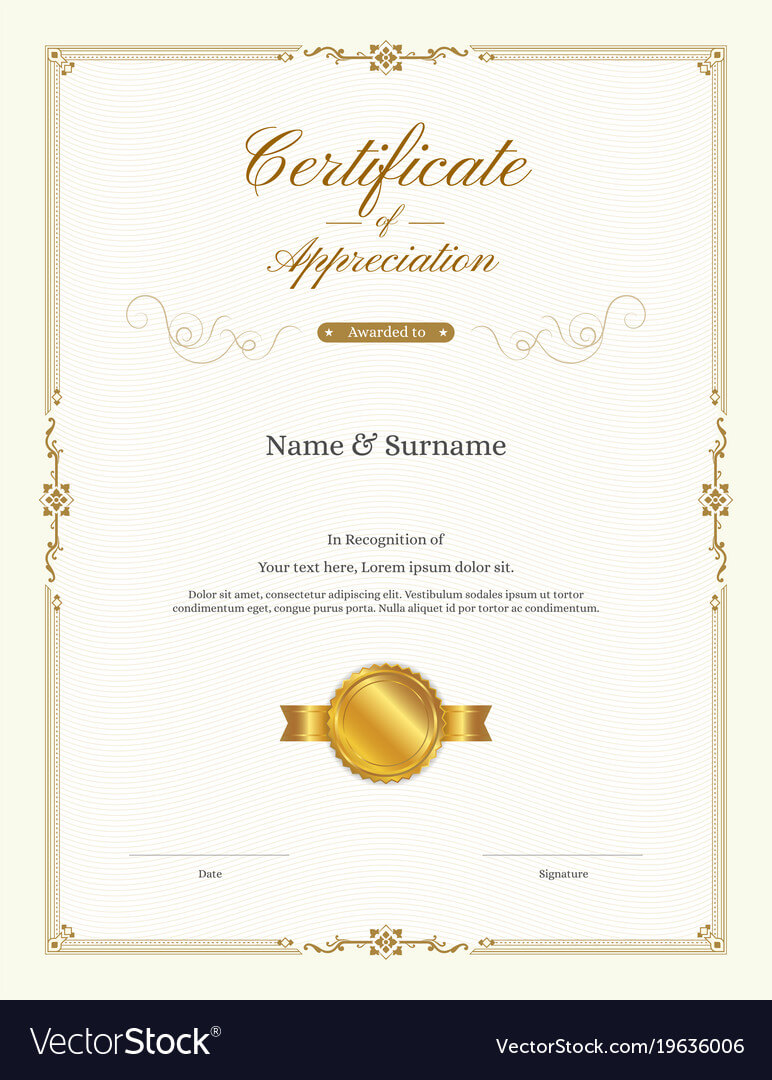 Luxury Certificate Template With Elegant Border With Regard To Anniversary Certificate Template Free