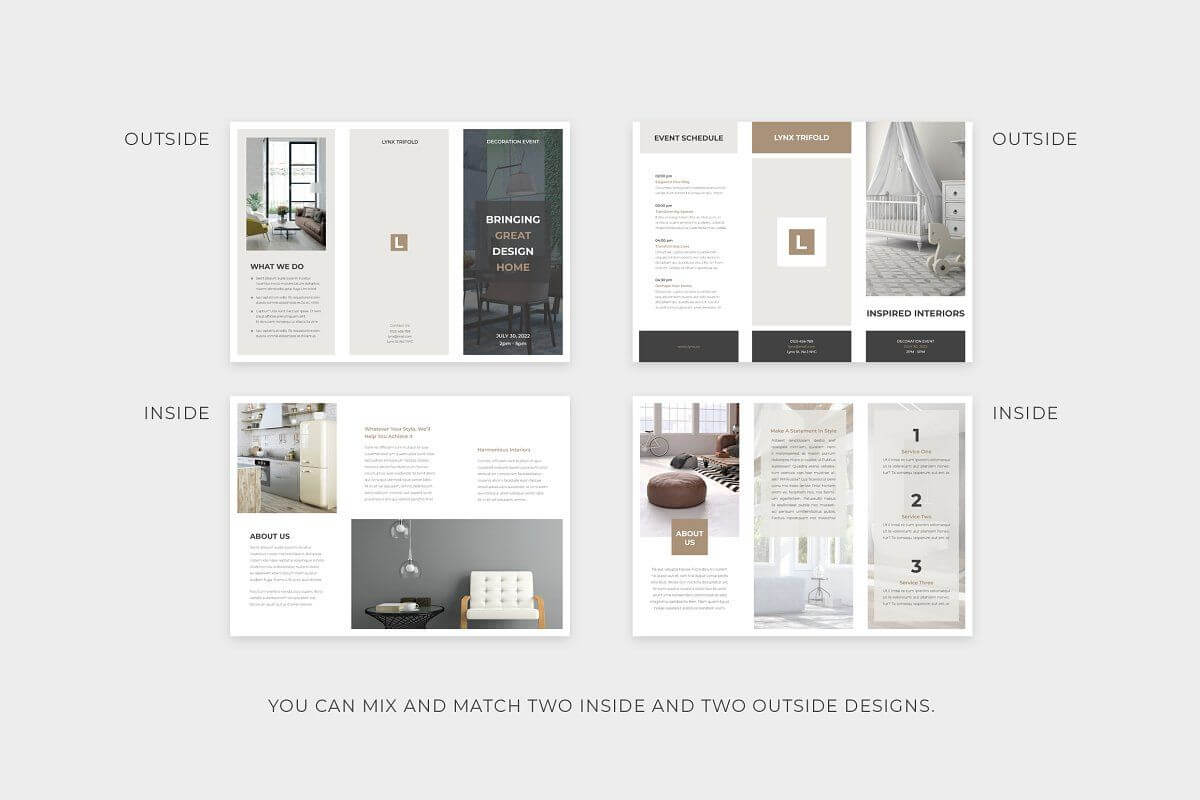 Lynx Trifold Brochure | Slidestation | Brochure Layout Inside Z Fold Brochure Template Indesign