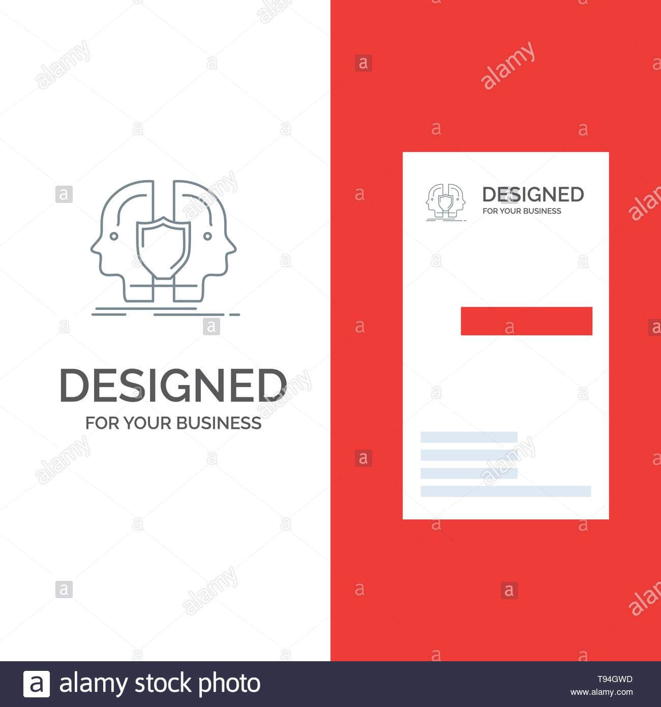 Man, Face, Dual, Identity, Shield Grey Logo Design And With Shield Id Card Template