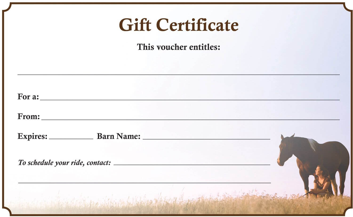 Many Farms And Stables Need A Gift Certificate For Riding Within Horse Stall Card Template