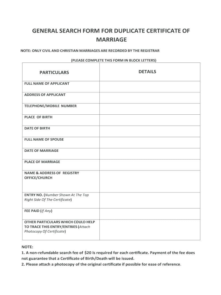 Marriage Certificate Kenya - Fill Online, Printable With Regard To Certificate Of Disposal Template
